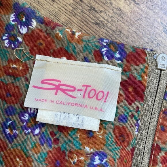 Vintage 90s Womens Maxi Dress Sz Jr 11 Brown Floral Grunge Grandma Whimsigoth - Picture 10 of 10